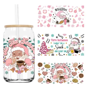 Tis the Christmas Season 16OZ UV DTF Cup Wrap Transfers Stickers Custom Labels DIY Durable Waterproof Logo for Libbey Glass Can