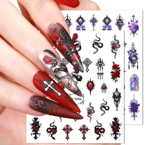 Top Selling Personalized Unique Gothic Accessories Nail Art Byzantine Style 5D Soft Gel Nail Decals