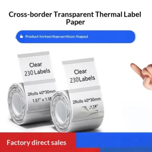 Transparent PET Thermal Paper Adhesive Stickers 40x30mm 50x50mm Round Waterproof Labels for Business and Shopping Use Model DJ4F