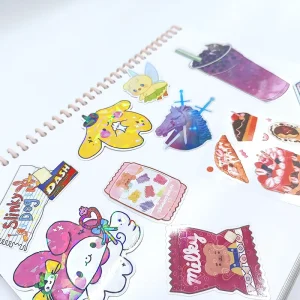 Transparent Waterproof Watercolor Kawaii Die Cut Sticker Sheets