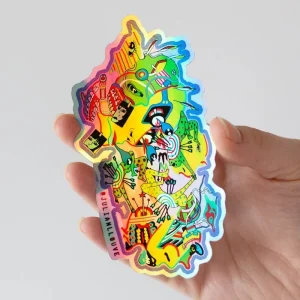 UV Printed Custom Outdoor Sticker Waterproof UV Resistant Weatherproof Matte Glossy Finish Die Cut Vinyl Holo Stickers