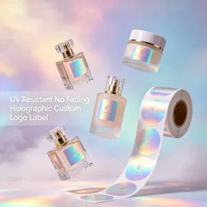 UV Resistant No Fading Holographic Foil Custom Logo Beauty Label for Premium Cosmetic and Perfume Bottles