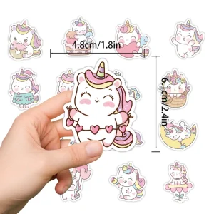 Unique Cartoon Unicorn Waterproof Stickers for Journaling Stationery Office Supplies Cute Decals 50PCS