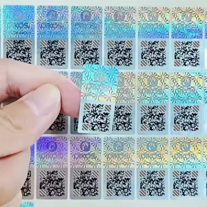 Unique Design 3D Holographic Qr Code Label With Barcode Security Tamper Proof Custom Hologram Stickers