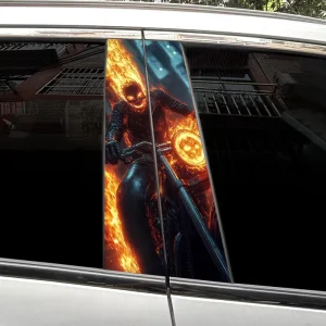 Universal Waterproof Flame Skull Car Side Window Sticker Vehicle B Pillar Body Accessories Decoration Vinyl Wrap Sticker for Car