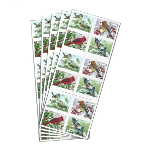 Usa First Class Vintage Theme Songbirds Forever Labels Postage Stamp Sticker Adhesive Post Mailing Paper Us Mail Stamps