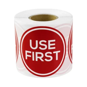 Use First Labels 350 Labels Roll 1 Roll Included 2-Inch Red Waterproof Paper Label Stickers for Restaurants FIFO Food Rotation