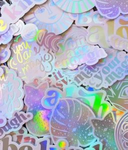 Uv Decal Stickers Custom Glossy Die Cut Uv Holographic Transparent Kawaii Stickers Sheet Anime Label Die Cut Stickers