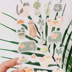 Vigreat Flocked Animal Sticker Pack Daily Life Pet and Dessert Themed Decals Versatile Adhesive Notebook DIY Craft Supplies