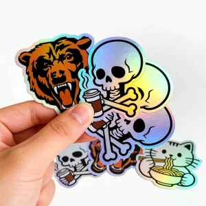 Vinyl Label Hologram Stickers Individual Custom Waterproof Die Cut Stickers Permanent Adhesive Top Brand PT