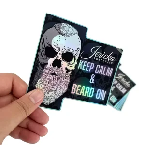 Vinyl holographic laser label stickers die cut custom logo printing packaging