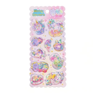 Water Glitter Sequin Stickers From China Factory Bear and Horse Printed Design 3D Embossed Water Stickers with Sequins