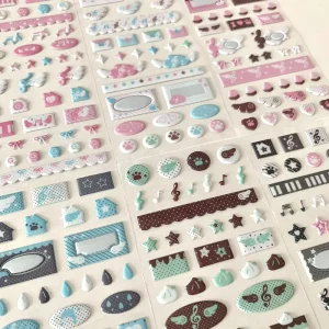 Waterproof 3d Embossed Kawaii Glittering Puffy Sticker Bubble Stickers for Scrapbooking DIY Hand Craft