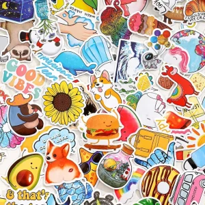 Waterproof Adhesive Laptop Decor Stickers PVC Vinyl Custom Shape UV Printed Matte Finish Custom Design