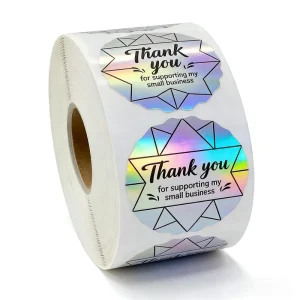 Waterproof Adhesive Sealing Sticker Thank You Small Gift Boxes Custom Paper Sticker Pentagonal Packaging