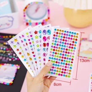 Waterproof Colorful Rhinestone DIY Plastic Pearl and Gem Stone Decoration Sticker Kids Gem Sticker