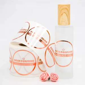 Waterproof Custom Gold Foil Perfume Label Logo Stamping Metallic Adhesive Stickers Vinyl Bottle Jar Fragrance Packaging Labels