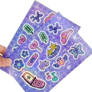 Waterproof Custom Printing Vinyl Kiss Cut Cute Sticker Sheet with Custom Size and Matte Varnish for Planner Stationery