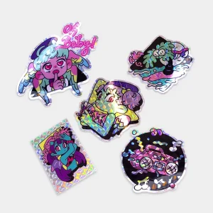 Waterproof Die Cut Decorative Sticker Vinyl Glitter Holographic Prismatic Effect Sticker Custom