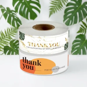 Waterproof Durable Vinyl Stickers Custom Printing Logo Roll Custom RTS Thank You 120PCS Per Roll 1in*3in Matte Gloss Lamination