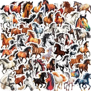 Waterproof Eco Friendly Cartoon Vinyl Horse Stickers Animal Decals Die Cut Printed Gloss Laminated Laptop Luggage Skateboard Car