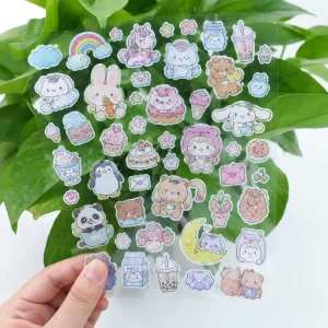 Waterproof Eco-friendly Vinyl Kiss Die Cut Sticker Sheets CMKY Color Permanent Glue Matte Varnishing Custom Shapes 100pcs