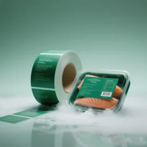 Waterproof Frozen Food Stickers White PP Adhesive Labels in Cold Temperature Refrigerated Food Packaging Labels in Rolls