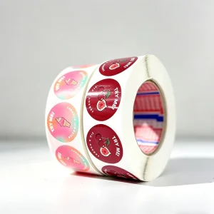 Waterproof Glossy Vinyl Adhesive Sticker Rolls with Custom Logo and Shapes for Craft and Commodity Packaging