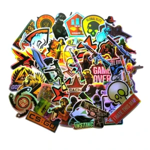 Waterproof Hologram Vinyl Sticker Gun for CS Go Games on Water Bottles and Laptops