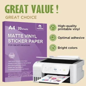 Waterproof Inkjet Printable Custom Paper Stickers Standard 8.5 X 11” Letter Size Glossy Matte White Adhesive Sticker Vinyl