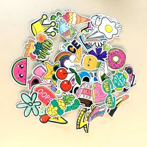Waterproof PVC Vinyl Kiss Cut Logo Stickers Custom Colorful Changing Laser Design Decorative Vinyl Stickers