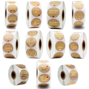 Waterproof Paper Adhesive Stickers 500pcs Roll Customized Designs for Homemade Gifts