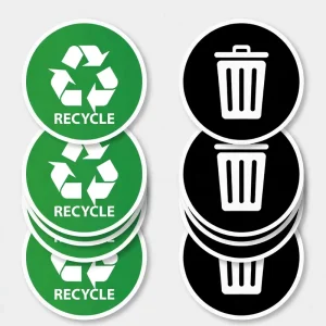 Waterproof Round Recycle Classification Sign Stickers Self Adhesive Eco Packaging Labels for Product Box