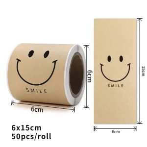 Waterproof Sticker Roll Custom Printing Vinyl Stickers RTS Sealing Stickers 6cm*15cm 50pcs Per Roll