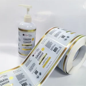 Waterproof Stickers logo Shampoo Cosmetic Labels Printed Custom Packaging Personalized Bottle Gold Metallic Foil Chrome Tags