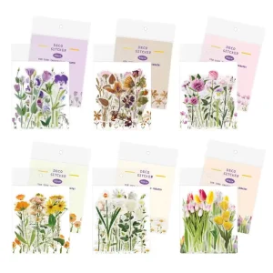 Waterproof Transparent PET Die Cut Sticker Custom Logo Label Flower Butterfly Pack for Decorative Purposes