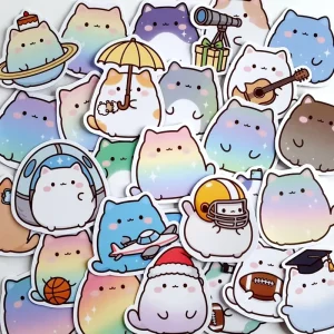 Waterproof Vinyl Cartoon Self Adhesive Decor Stickers Irregular Die Cut Decals for Laptop Water Bottle