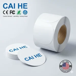 White Coated Paper Stickers Durable Self adhesive Round Decals for Beverage Coffee & Energy Drinks Eco Friendly