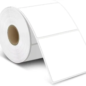 White Square Thermal Label Stickers 4″ X 4″ Self-Adhesive Square Direct Thermal Labels with Perforation Line 500 Sheets Roll