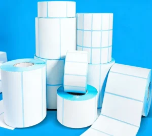 White Square Waterproof Paper Thermal Label Stickers 500 Sheets Roll Self-Adhesive Direct Thermal Labels 50X50mm Perforation