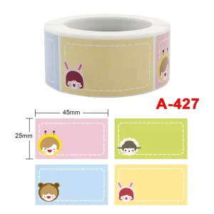 Writable Coated Paper Roll Stickers Self Adhesive Cute Label Roll for School Children School Name Sticker Offset Custom Size
