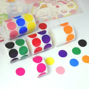 XIXI 500pcs Water Proof Color Coated Paper Roll Small Dot Colorful Stickers for Packaging Label