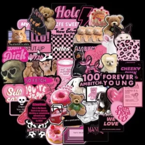 Y2K Pink Aesthetic Stickers (50PCS) Waterproof Vinyl Decals for Laptops, Water Bottles & Skateboards