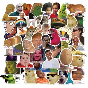 ZY3393S 50Pcs Funny Meme Scrapbook Graffiti DIY Stickers Decorative Cup Guitar Laptop Luggage PVC Waterproof Sticker
