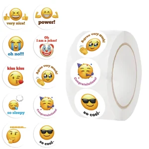 ZY3440S 500Pc Roll Yellow Emo Gifts Bags Envelop Packaging Seal Decorations Waterproof Sticker 1inch 25mm Sticker Label Rolls